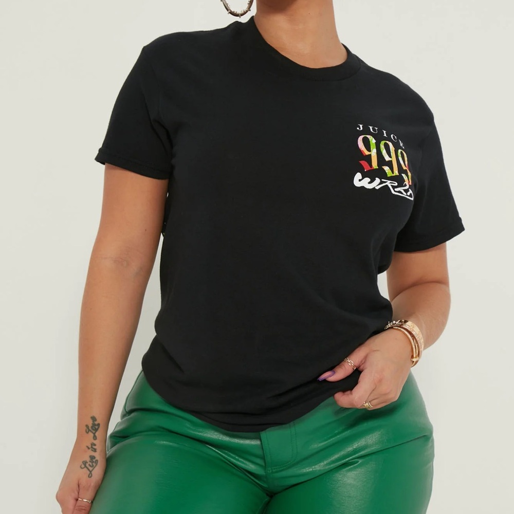 Black Graphic Tee with Colorful Design - Picture 2 of 3